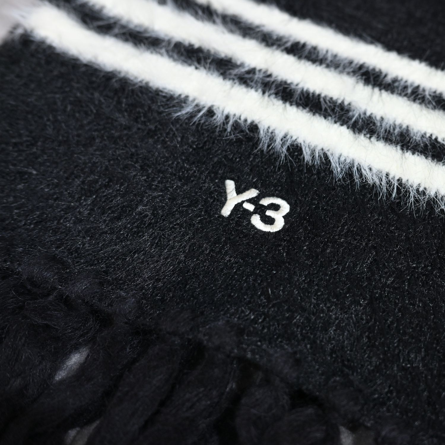 Y-3 STRIPES SCARF （BLACK） / ニット スカーフ マフラー （ブラック）｜KS8164