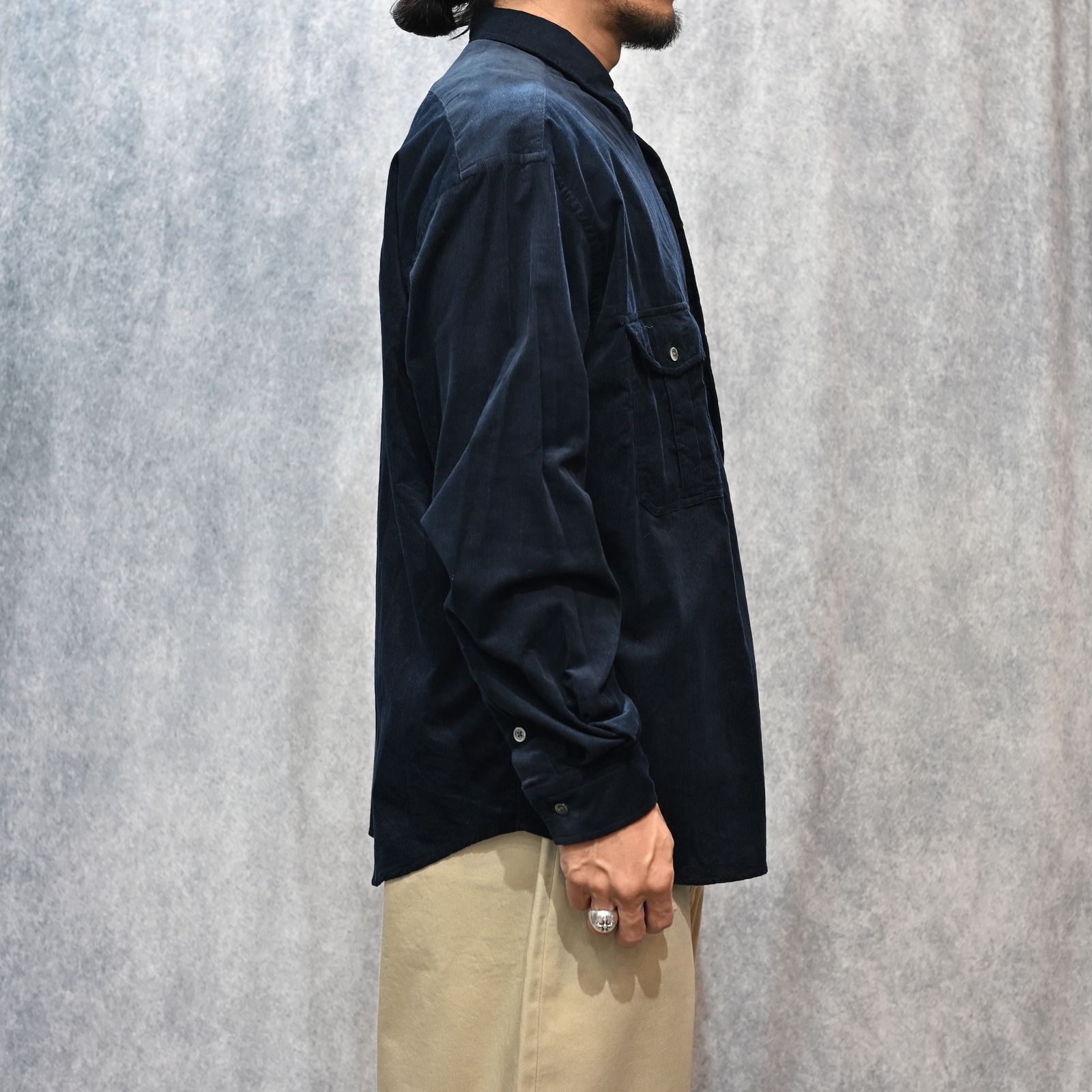 ROLL UP ORGANIC CORDUROY SHIRT (NAVY)|コーデュロイシャツ (ネイビー) PC-016-3685-41