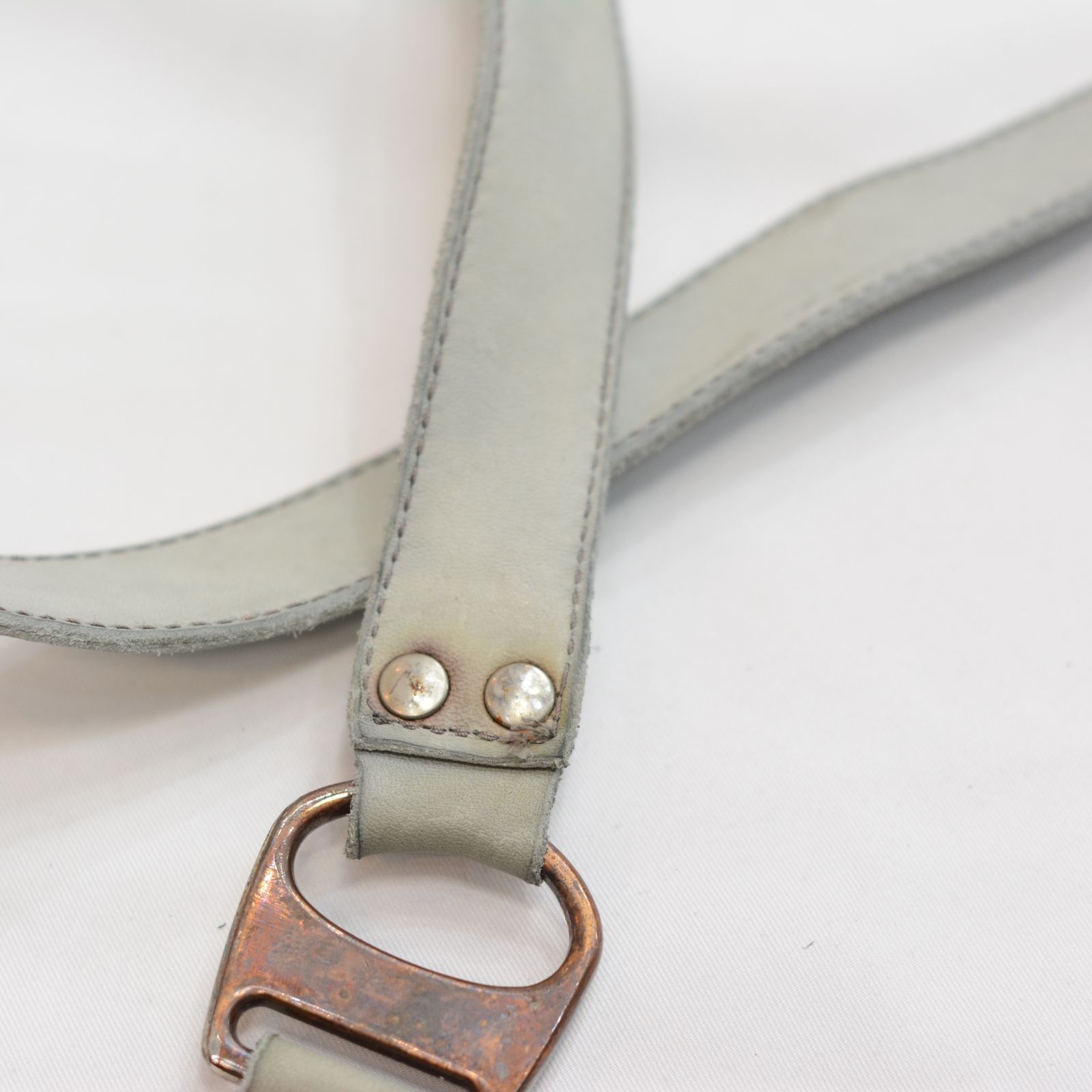 HORSE WHITE LEATHER BELT D-RING