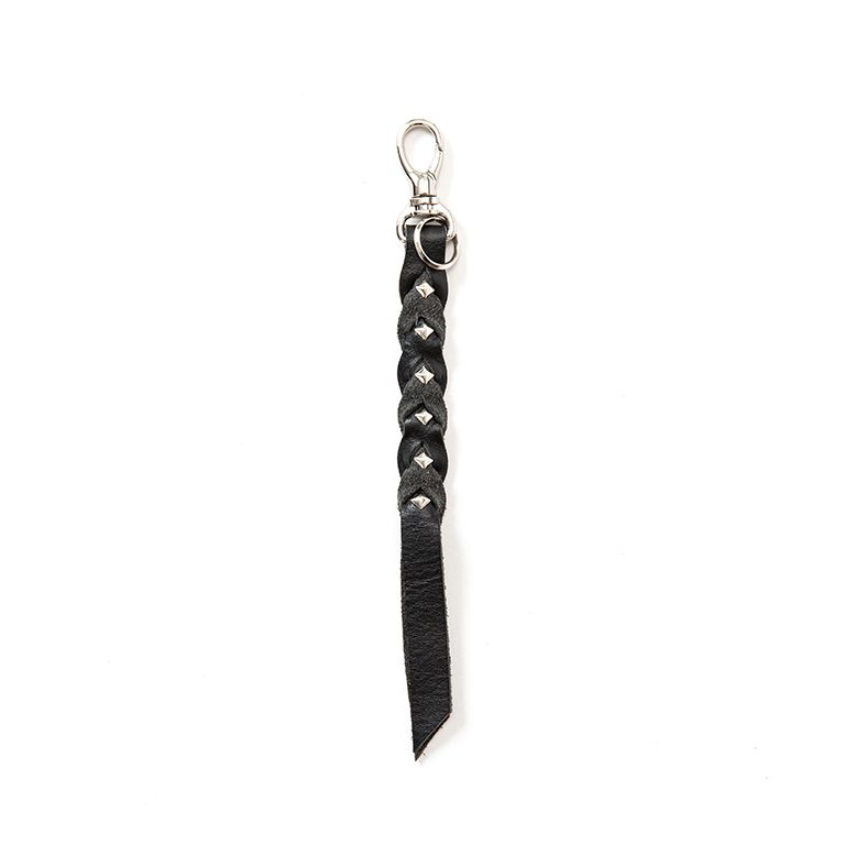 CALEE - Studs & Embossing assort leather key ring -Type D- (Black 