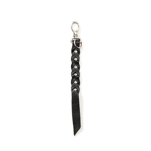 Studs & Embossing assort leather key ring -Type C- (Black) / スタッズレザー キーリング
