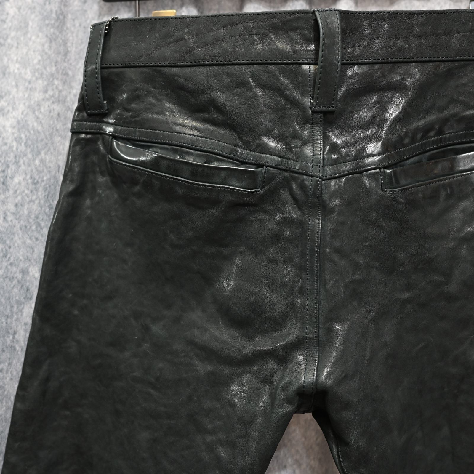 イタリーショルダー製品染め パンツ （BLACK）｜レザーパンツ 1254-08