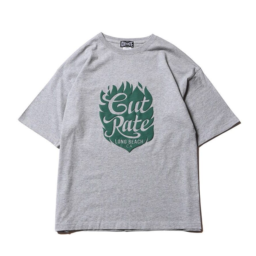 CUTRATE FLAME FLOCKY LOGO DROPSHOULDER S/S -T-SHIRT (MIX GRAY)