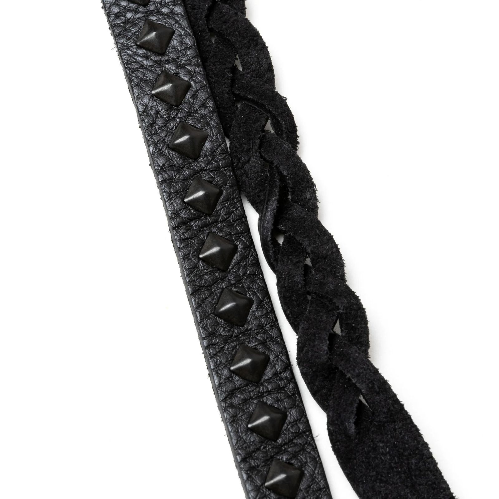 CALEE - STUDS & KNITTING LEATHER LONG KEY RING ＜TYPE B