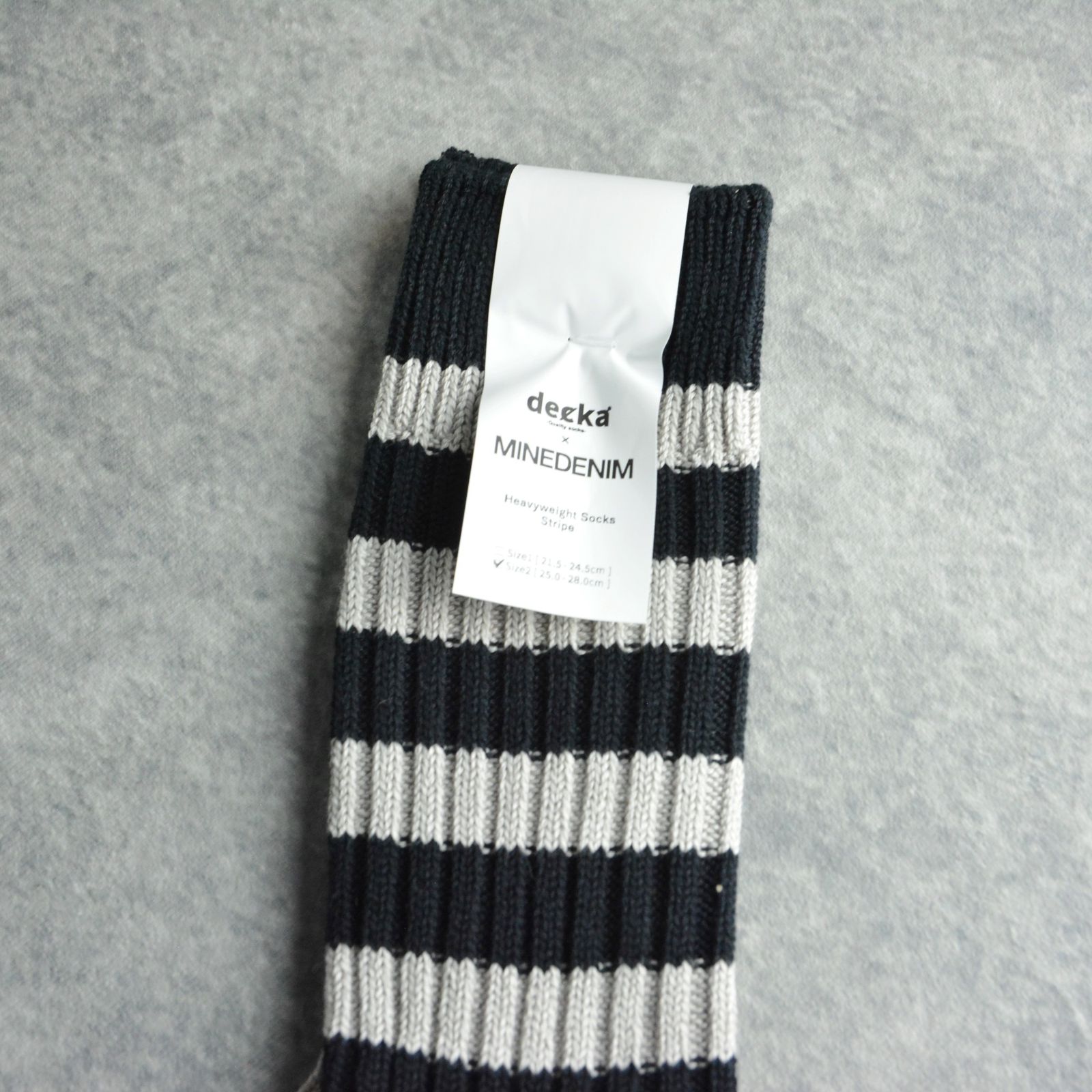 decka* MINEDENIM Border Rib SOX （GRT） /  ボーダーリブソックス （グレー）