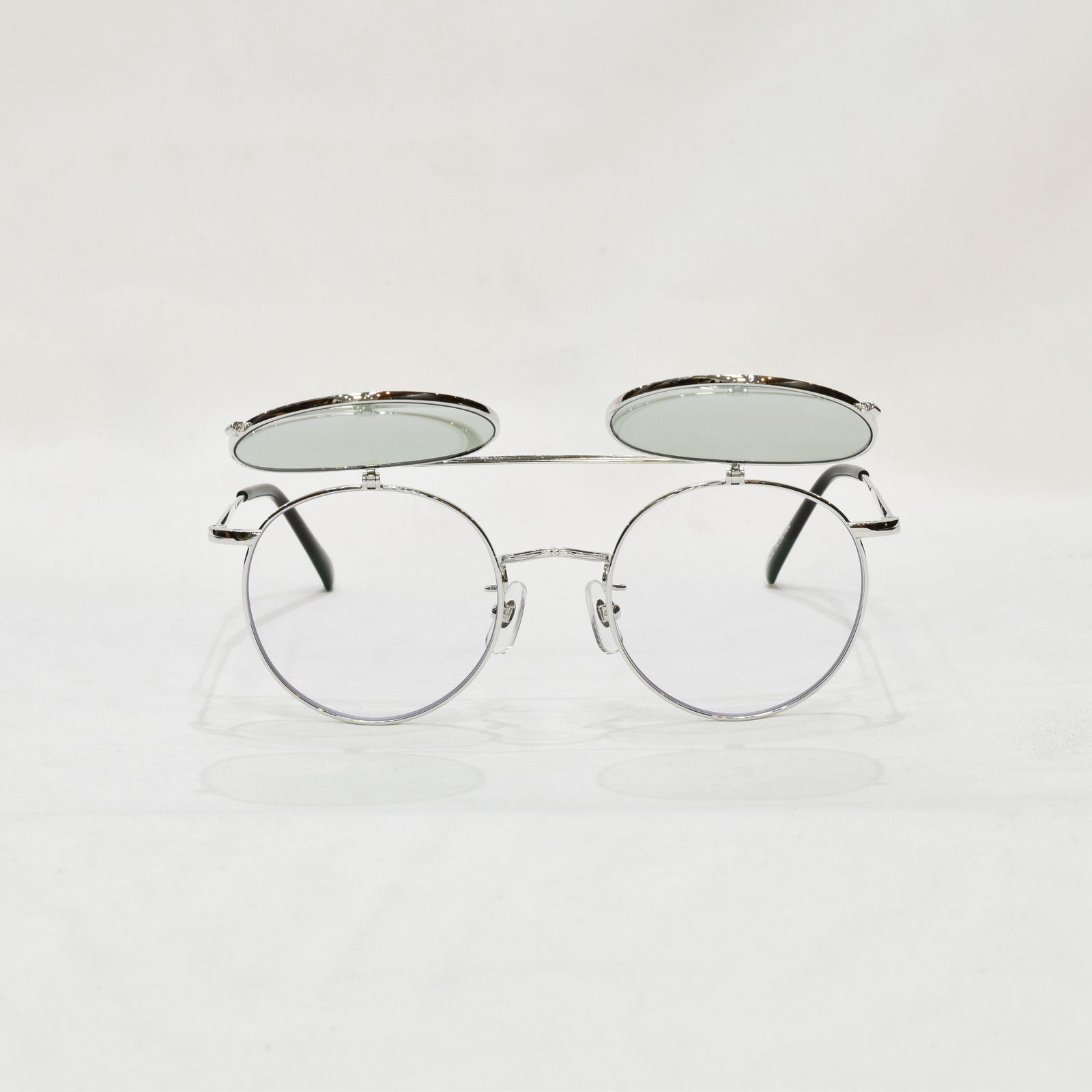 FLIP UP TYPE CIRCLE METAL GLASSES (SILVER.GREEN) / フリップアップタイプ サークルメタル グラシズ