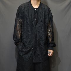 FLOWER LACE BOW TIE SHIRT (BK) / フラワー レース ボウタイ シャツ