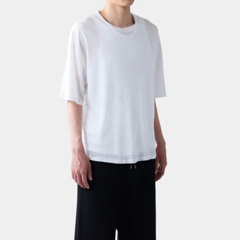 HF linen shirt SS （WHITE）｜リネン Tシャツ （ホワイト）｜HF-01