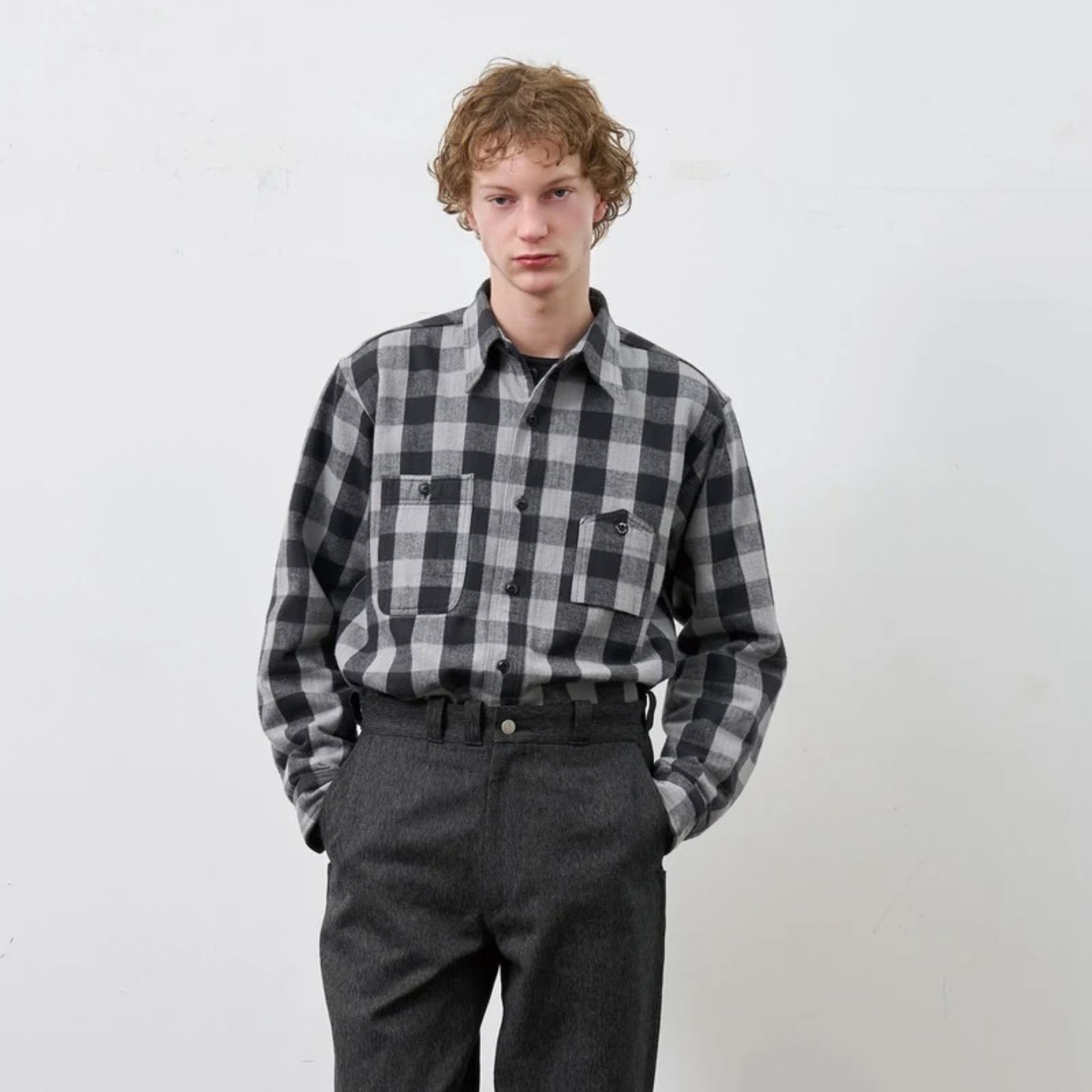 Y1945 FLANNEL CHECK SHIRT （GRAY / グレー）｜602-262-04