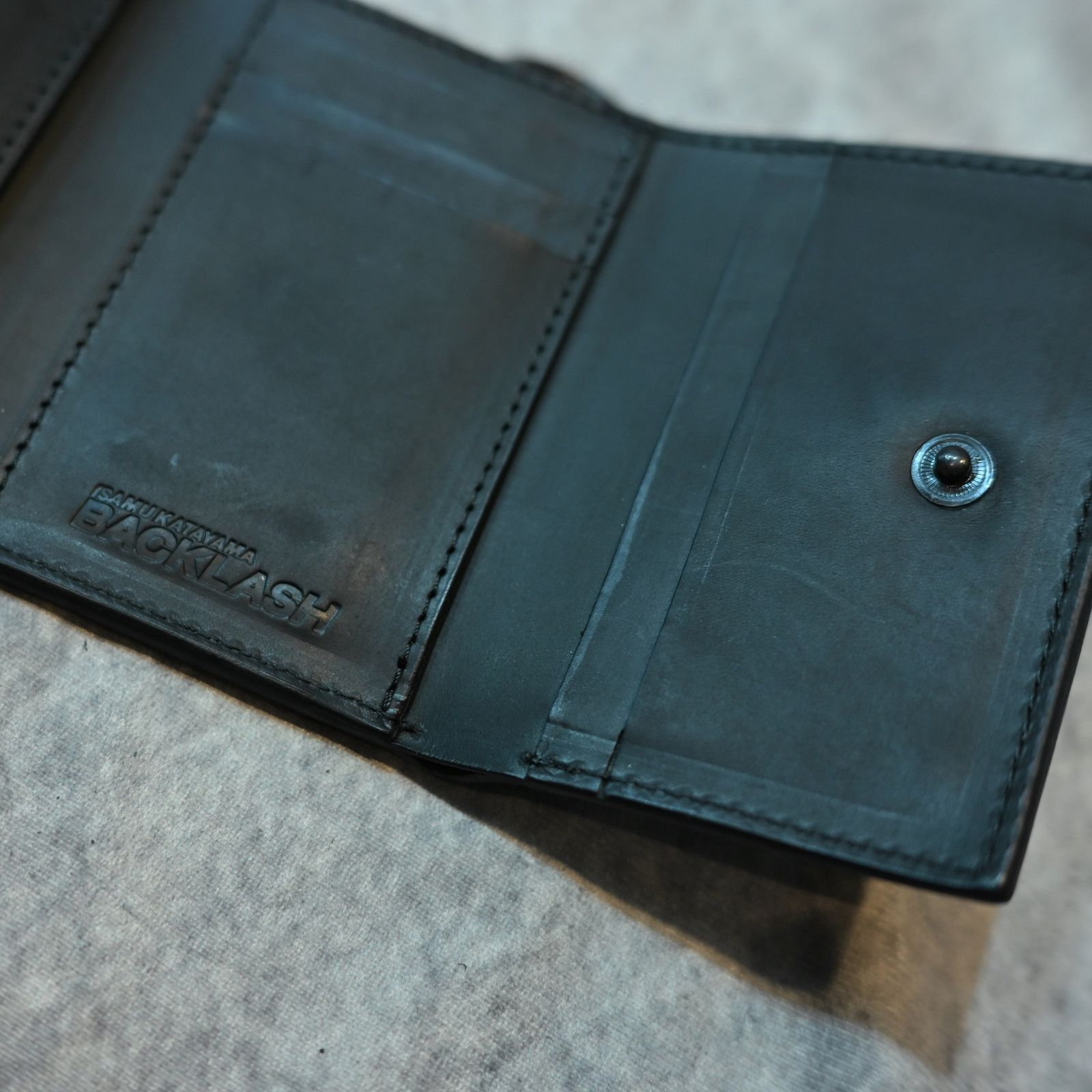 GUIDI カーフ 三つ折りウォレット （BLACK）｜345-38