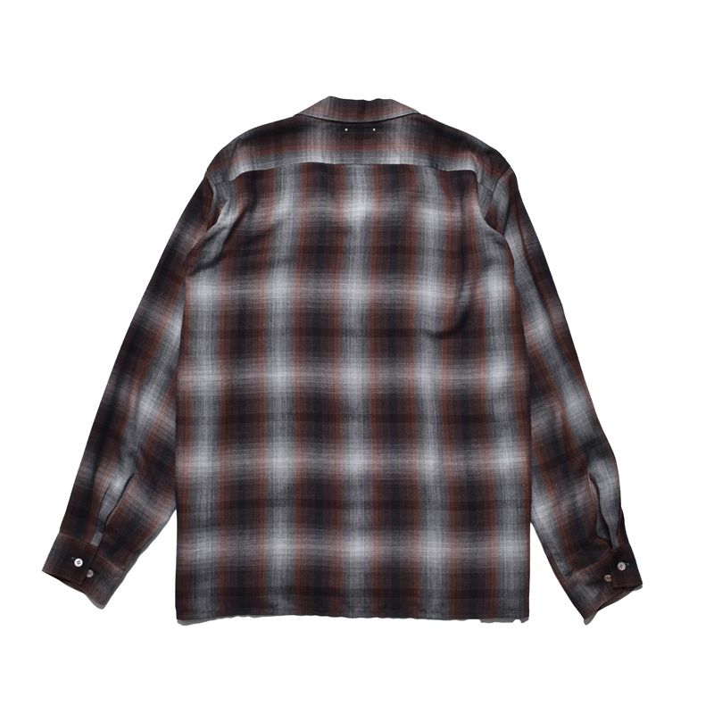 T.Rayon Ombre Open Collar Shirt （BRT / ブラウン）｜オンブレーチェックシャツ｜MDFBF09501