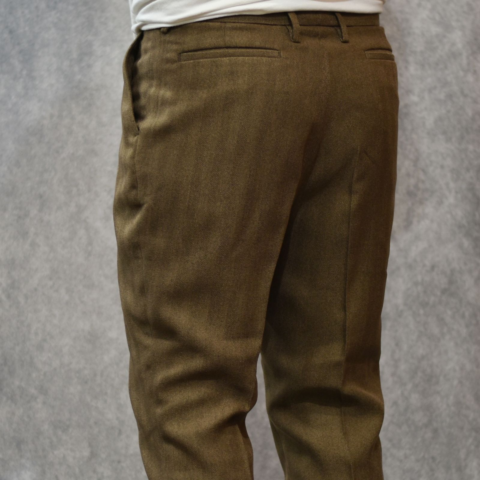 VINTAGE TYPE HERRINGBONE SLACKS (BROWN)｜ヘリンボーン スラックス｜CL-25AW032
