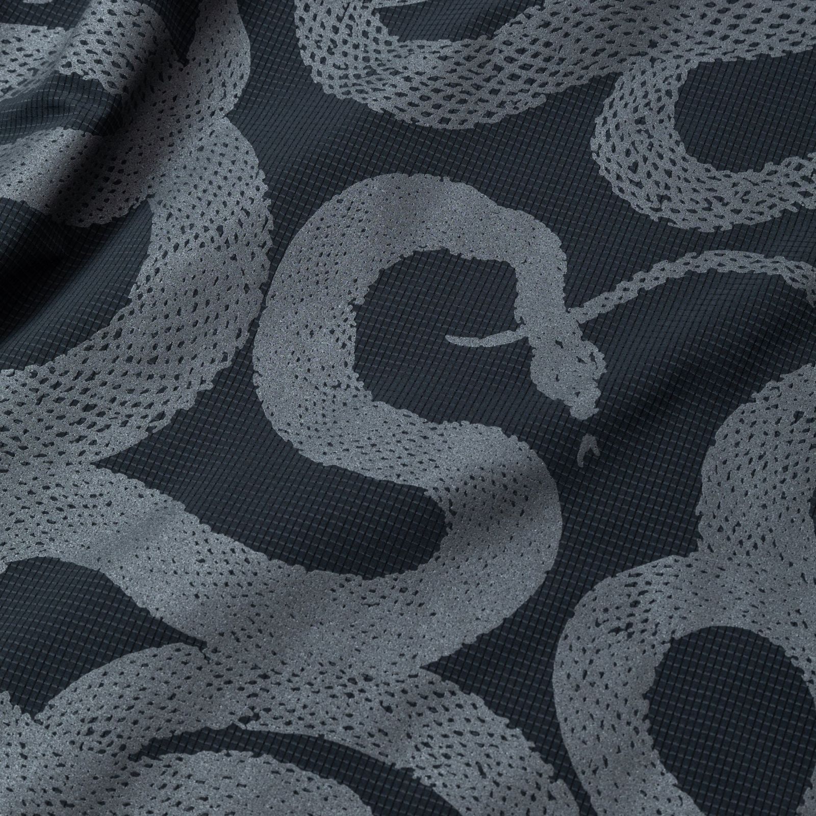 DOTAIR®︎ SNAKE PATTERN ZIP SH ＜REFLECTOR＞ (BLACK) / ドットエア スネーク総柄 半袖シャツ