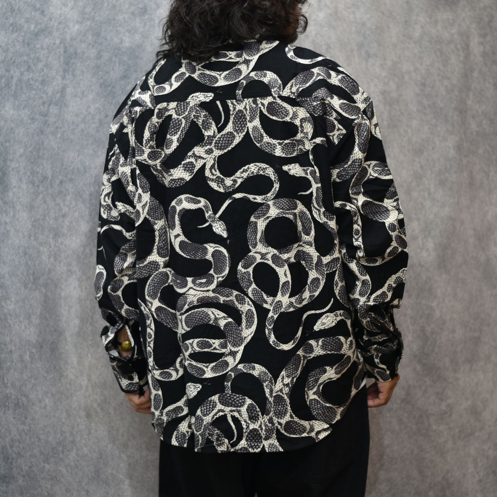 PRINT NEL L/S SH <SNAKE PATTERN> (BLACK)|蛇柄 フランネル 長袖シャツ|CL-25AW003SNK