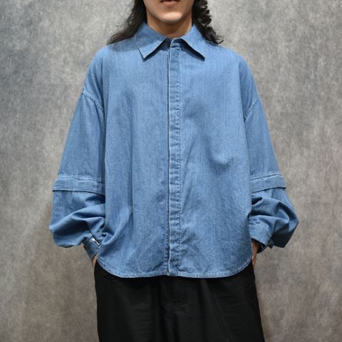 デタッチャブルスリーブホックカフスシャツ (BLUE WASHED)｜LB26SS-SH11-BWD