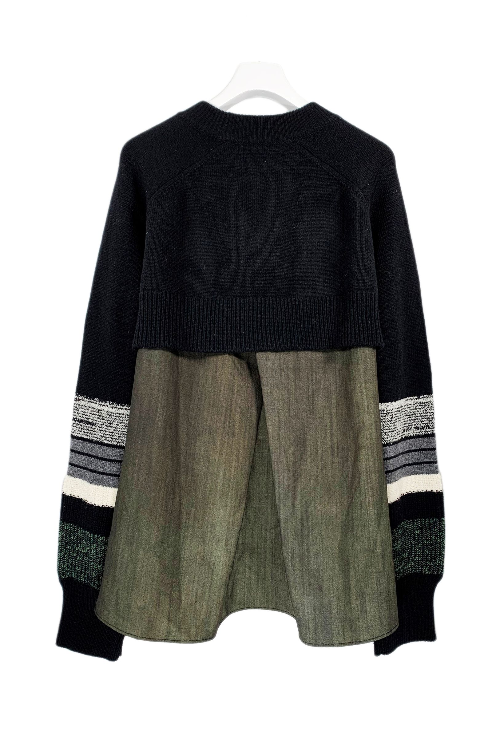 パネルスリーブ レイヤーニット / LB21FW-KN01 (BLACK×MOSS MARBLING)