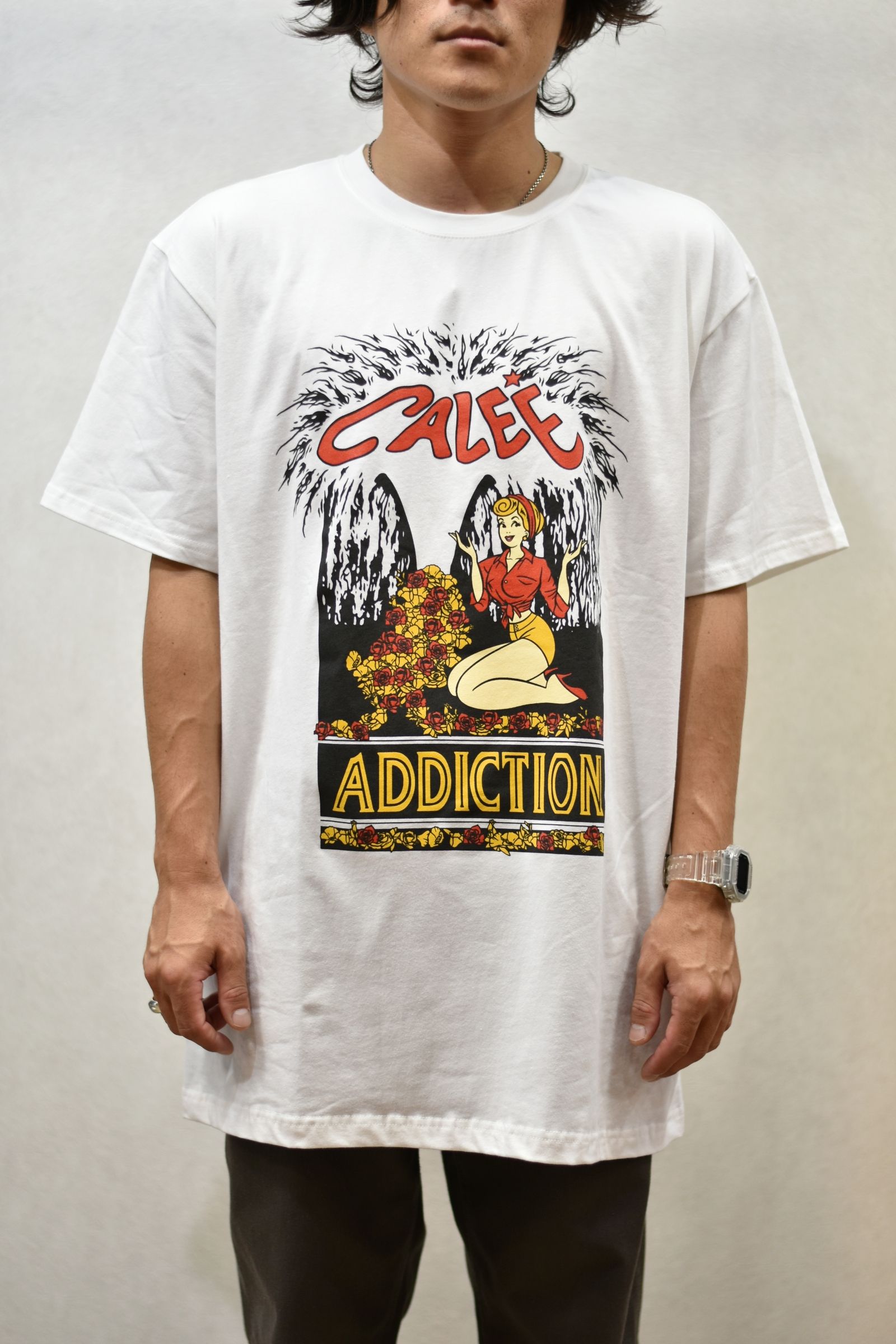 CALEE - STRETCH ADDICTION T-SHIRT (WHITE) | chord online store