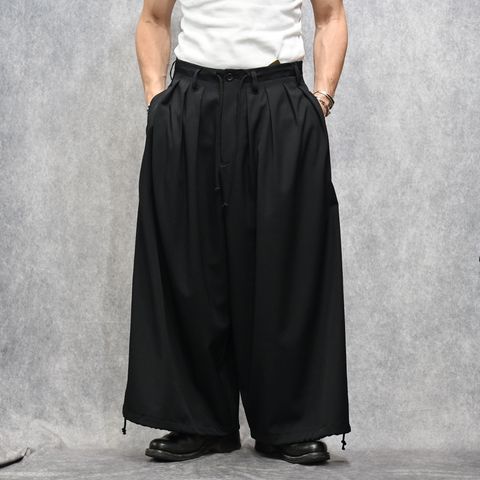 WOOL GABARDINE BALLOON PANTS  （BLACK / ブラック） 12タック バルーンパンツ｜HO-P07-100-2-02