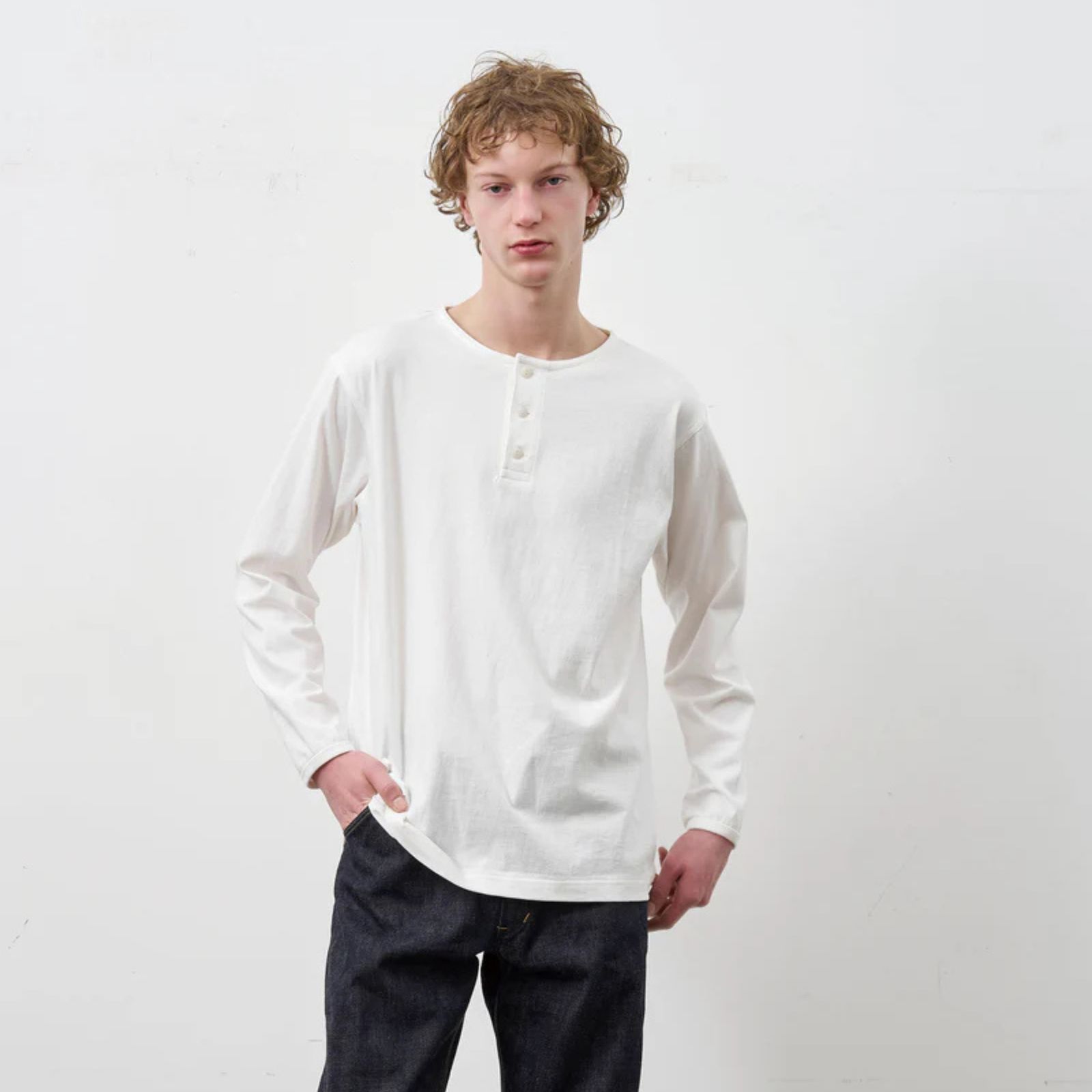 HENLEY NECK L/S TEE （WHITE）｜ ヘンリーネック ロングスリーブ （ホワイト） 602-261-15