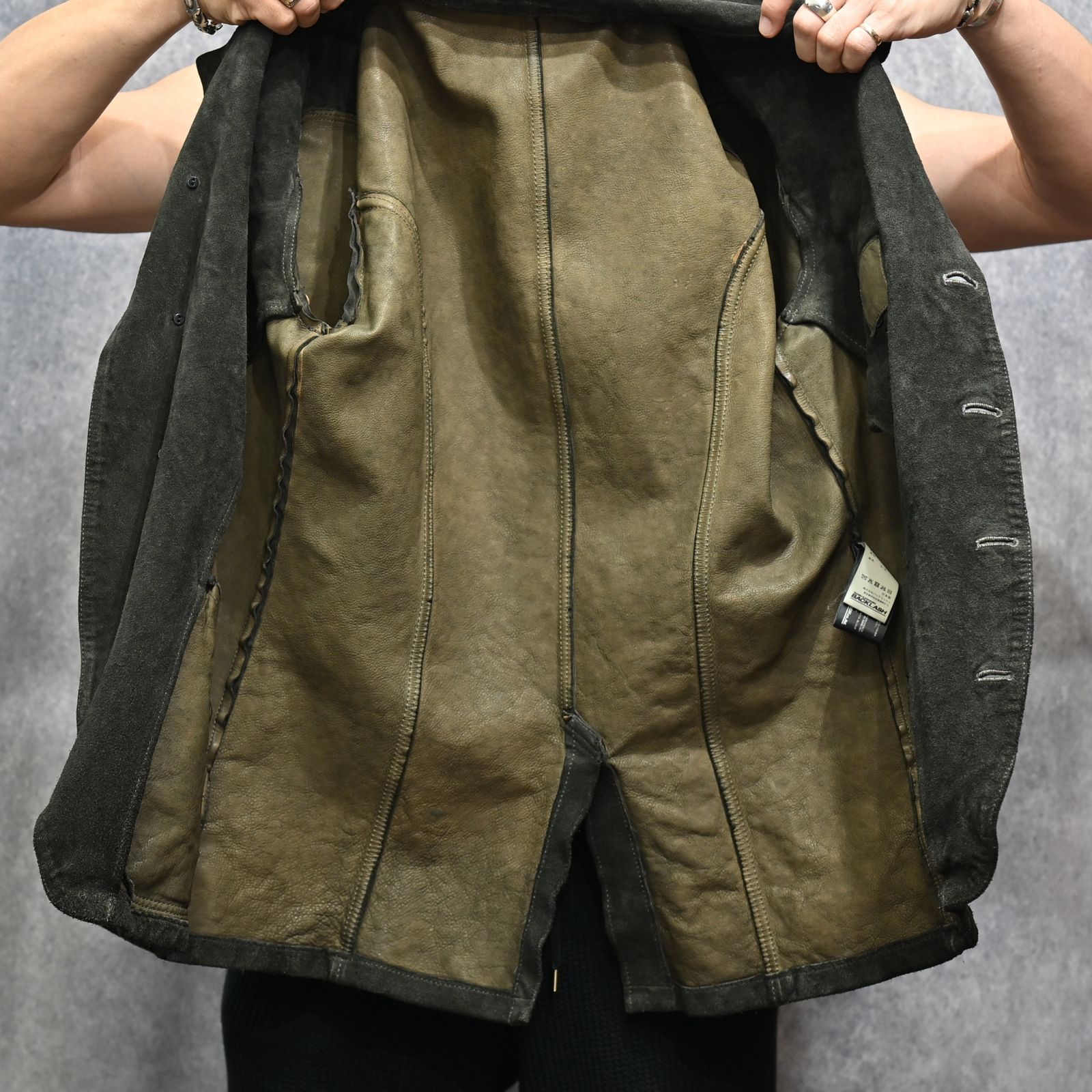 JPNステアスエード コンビ鞣し製品染め 6Bジャケット （GRAY / グレー）｜2128-05