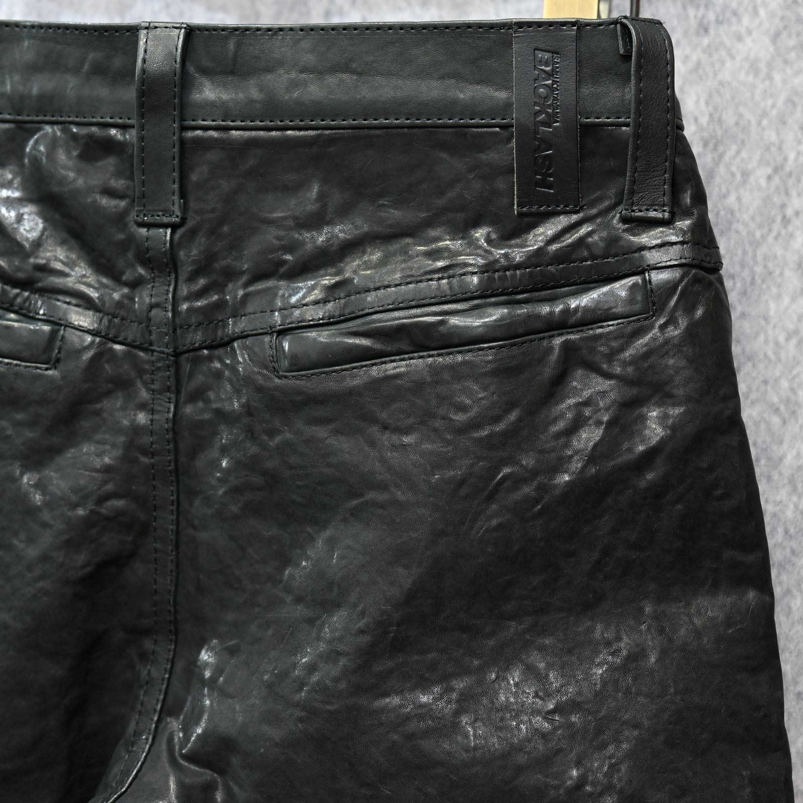 イタリーショルダー製品染め パンツ （BLACK）｜レザーパンツ 1254-08