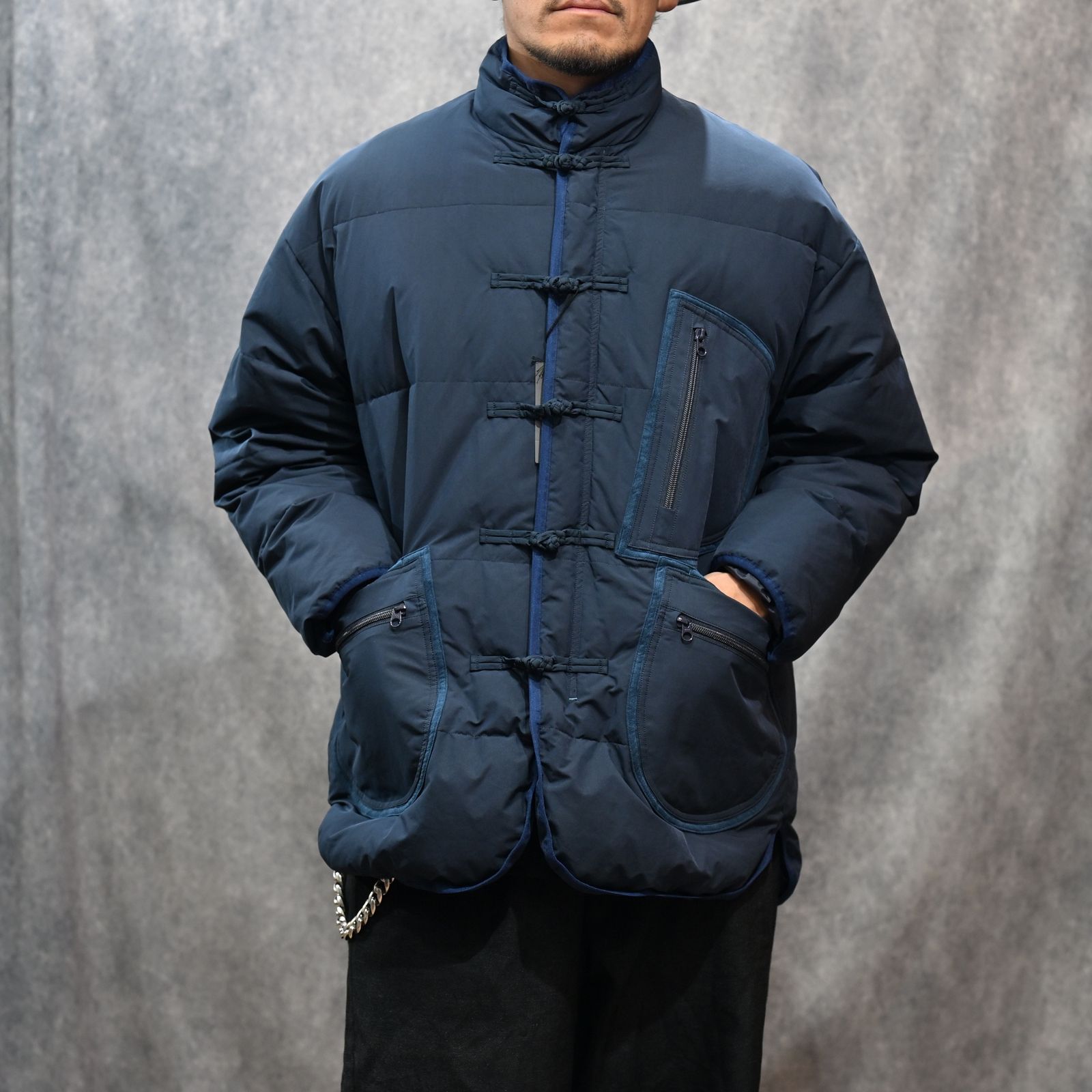 WEATHER CHINESE DOWN JACKET （NAVY）｜チャイナ ダウンジャケット （ネイビー） PC-026-2441-41
