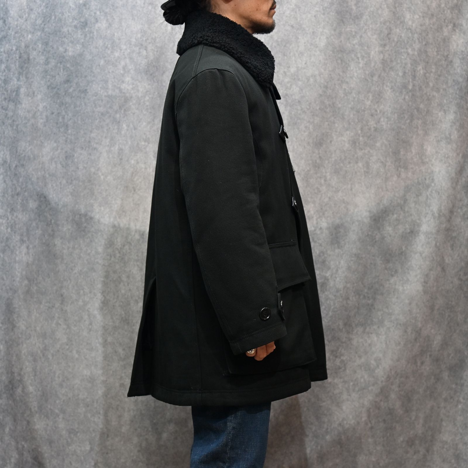 Mouton Collar Duck Military Haif CT （BLK）｜ムートンカラー ミリタリーハーフコート｜2511-9004