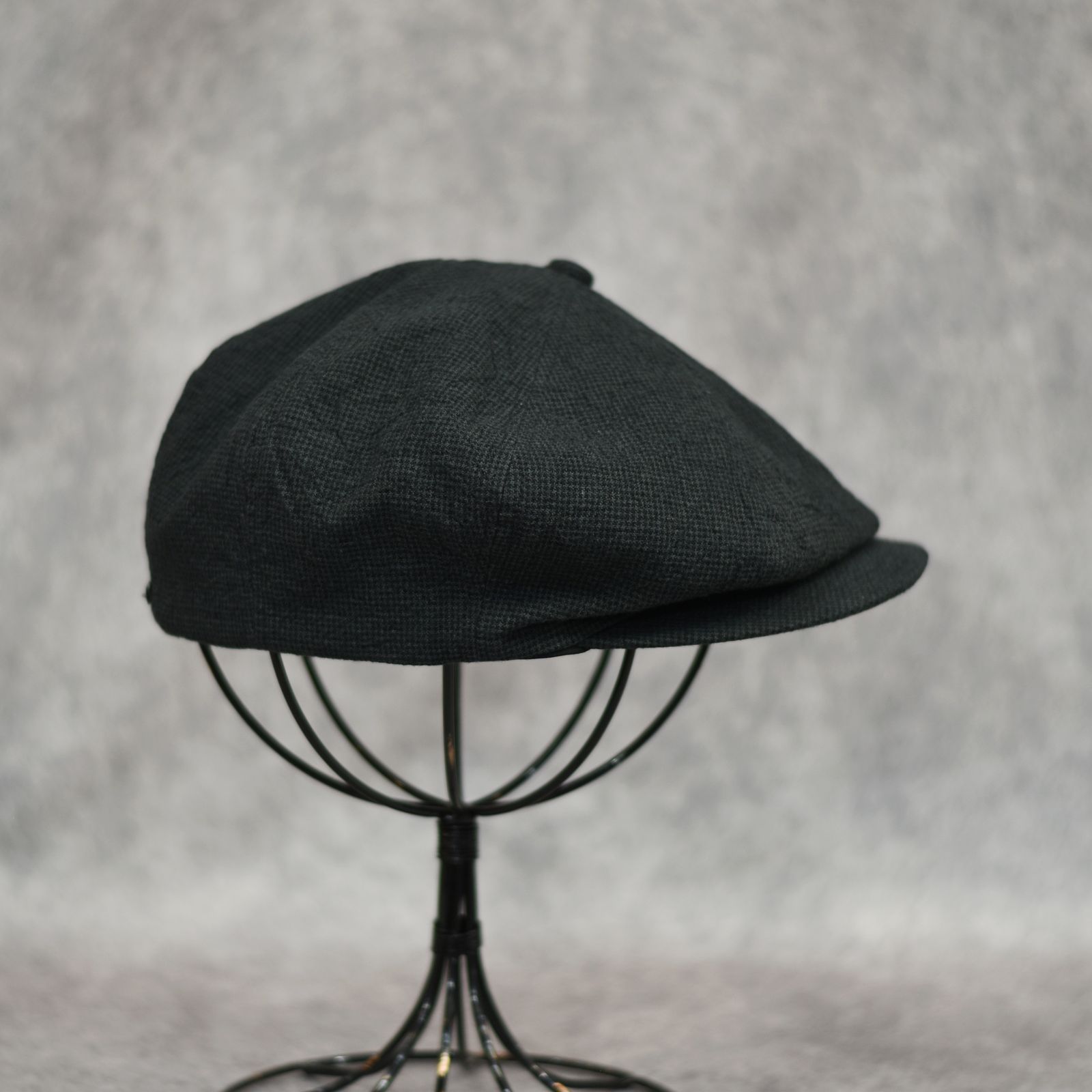 Linen Houndstooth Casquette "OLDBOY" (GREEN) / 千鳥格子 キャスケット