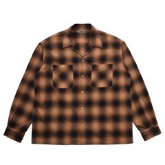 C.Flannel Ombre Open Collar SH （BRT）｜コットンフランネル オンブレーチェック オープンカラーシャツ｜2509-5004