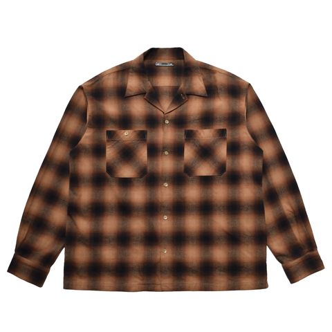 C.Flannel Ombre Open Collar SH （BRT）｜コットンフランネル オンブレーチェック オープンカラーシャツ｜2509-5004