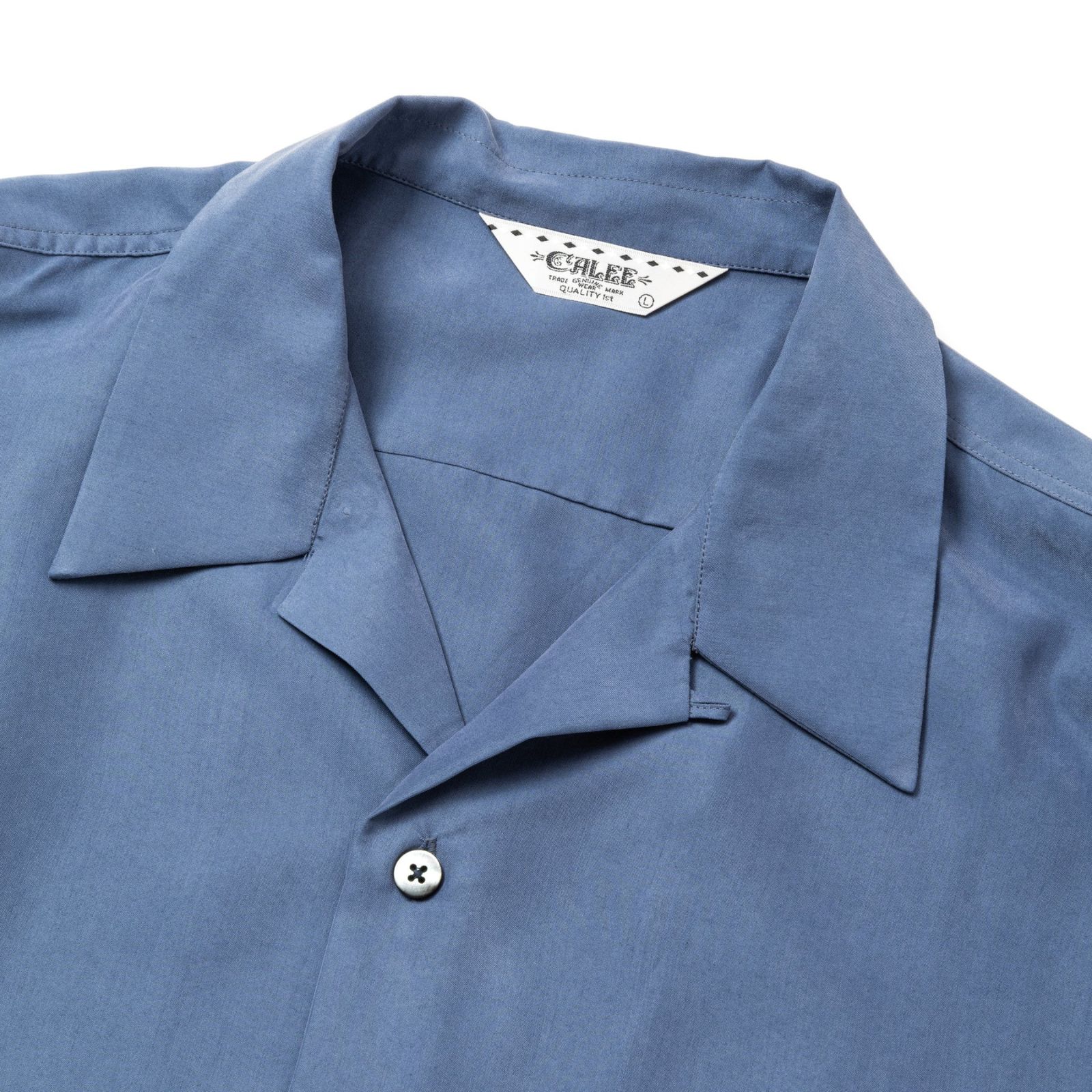 SILKY TOUCH CAL NT LOGO EMBROIDERY SH (BLUE) / オープンカラー半袖シャツ