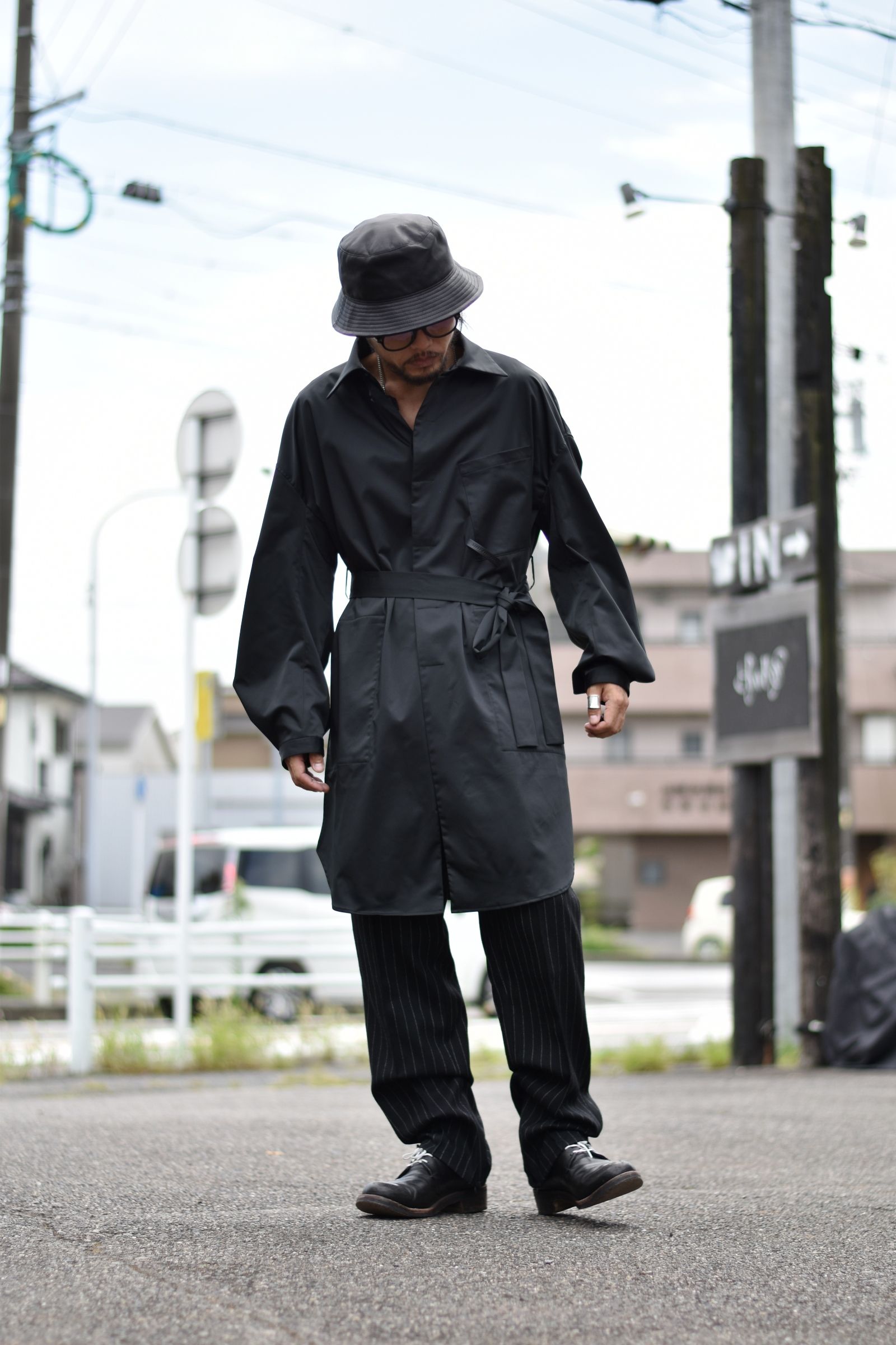 デタッチャブルカラーロングシャツコート / LB21FW-SH03-LN (BLACK)