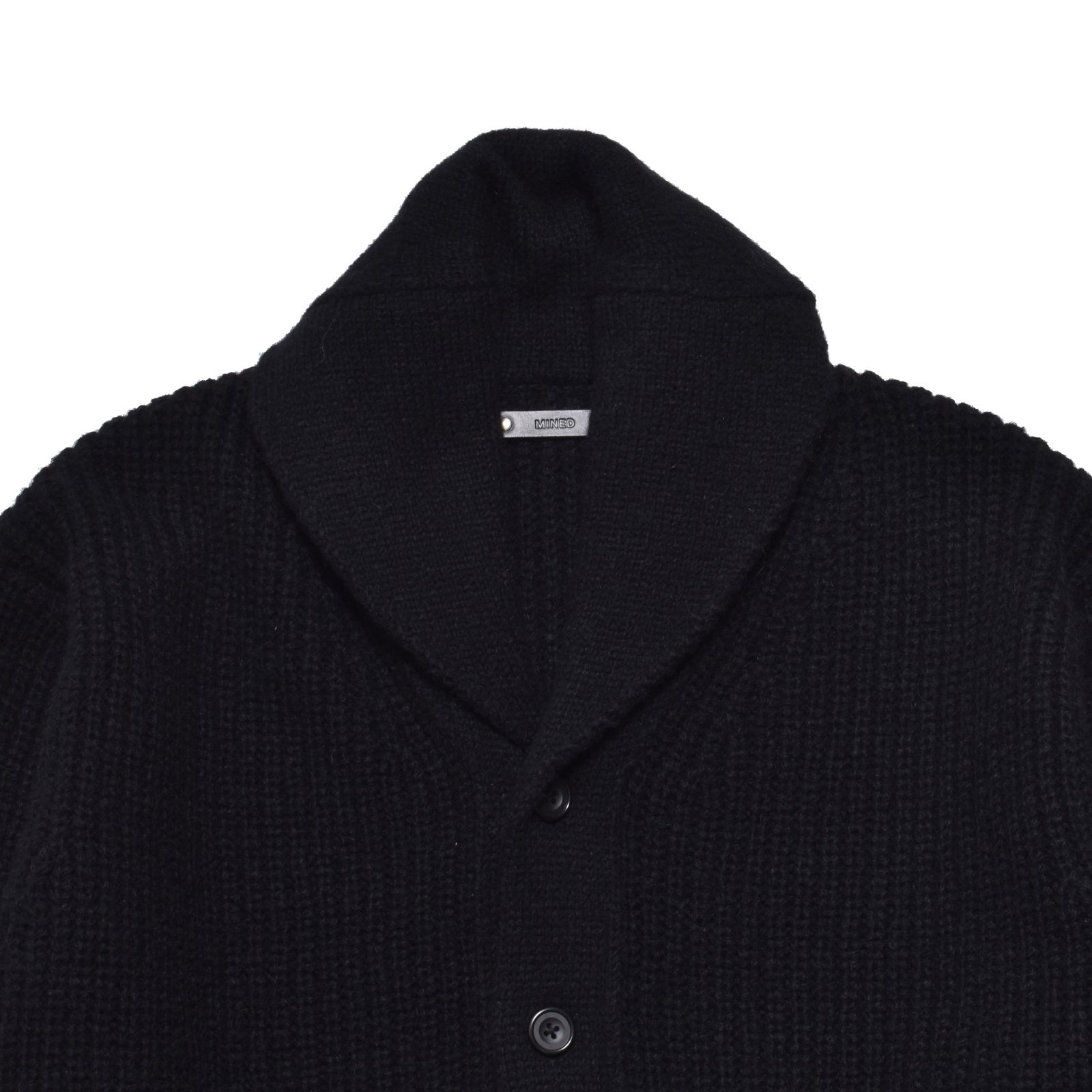 Baby Alpaca Wool Shawl Collar Knit Cardigan （BLK）｜ベビーアルパカ ショールカラーニットブルゾン｜MDFBF10601
