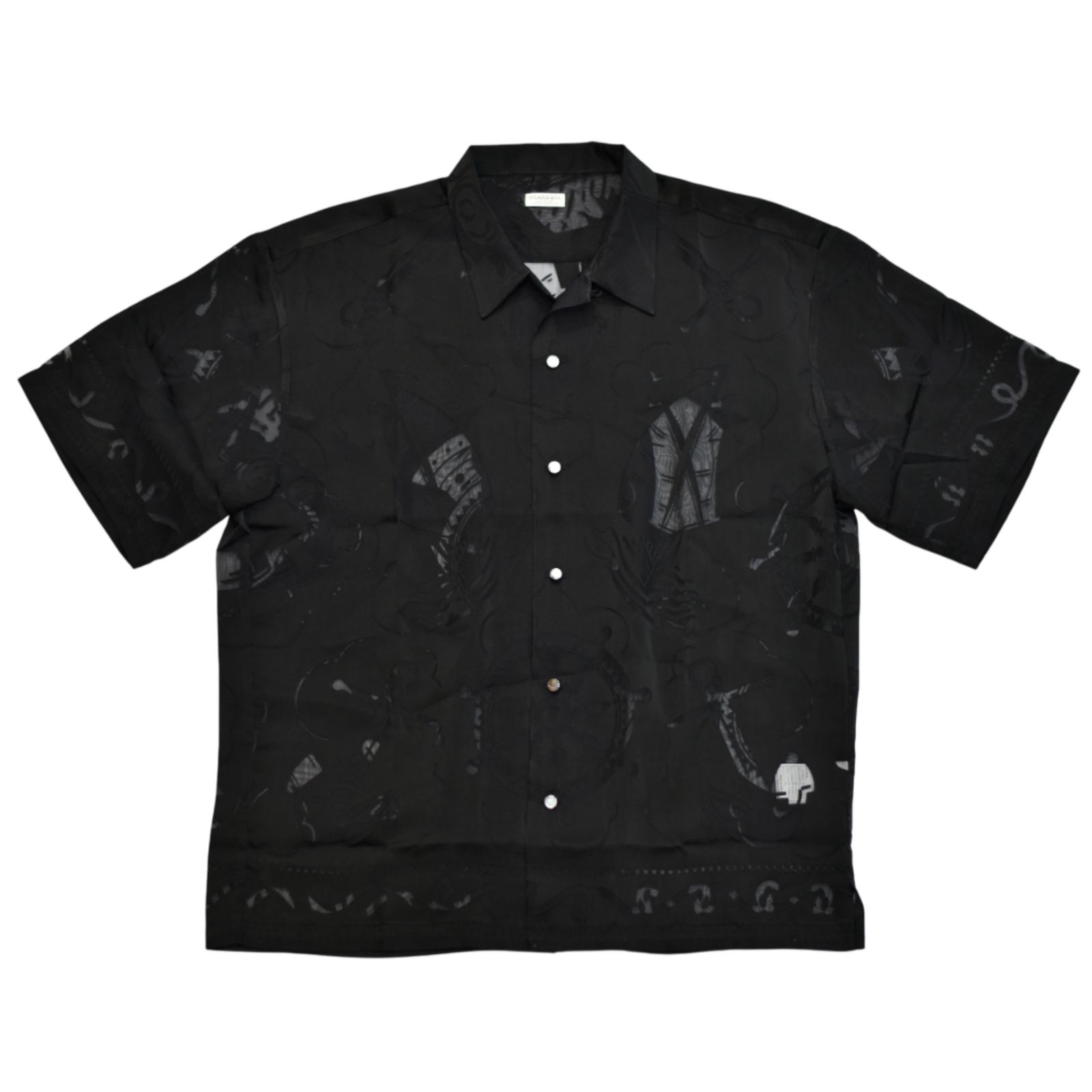 Open Collar S/S Burn Out Shirt "BRASCO" (BLACK)｜オープンカラーシャツ｜Y02002
