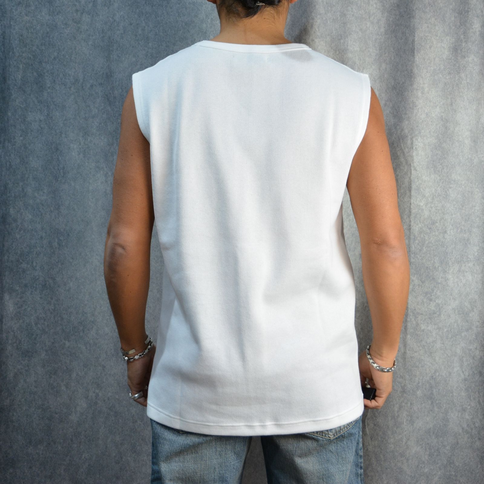 Roundneck Nosleeve Rib T-SH （WHT） / リブ ノースリーブ （ホワイト）