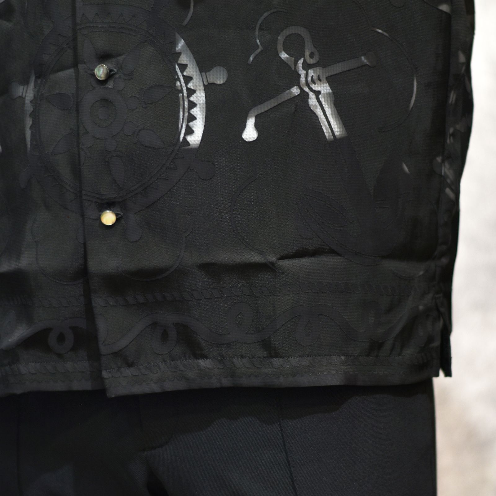 Open Collar S/S Burn Out Shirt "BRASCO" (BLACK)｜オープンカラーシャツ｜Y02002
