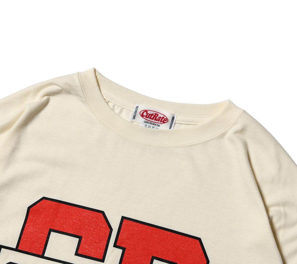 CUTRATE FOOTBALL TEAM LOGO DROPSHOULDER S/S T-SHIRT (OFF WHITE)