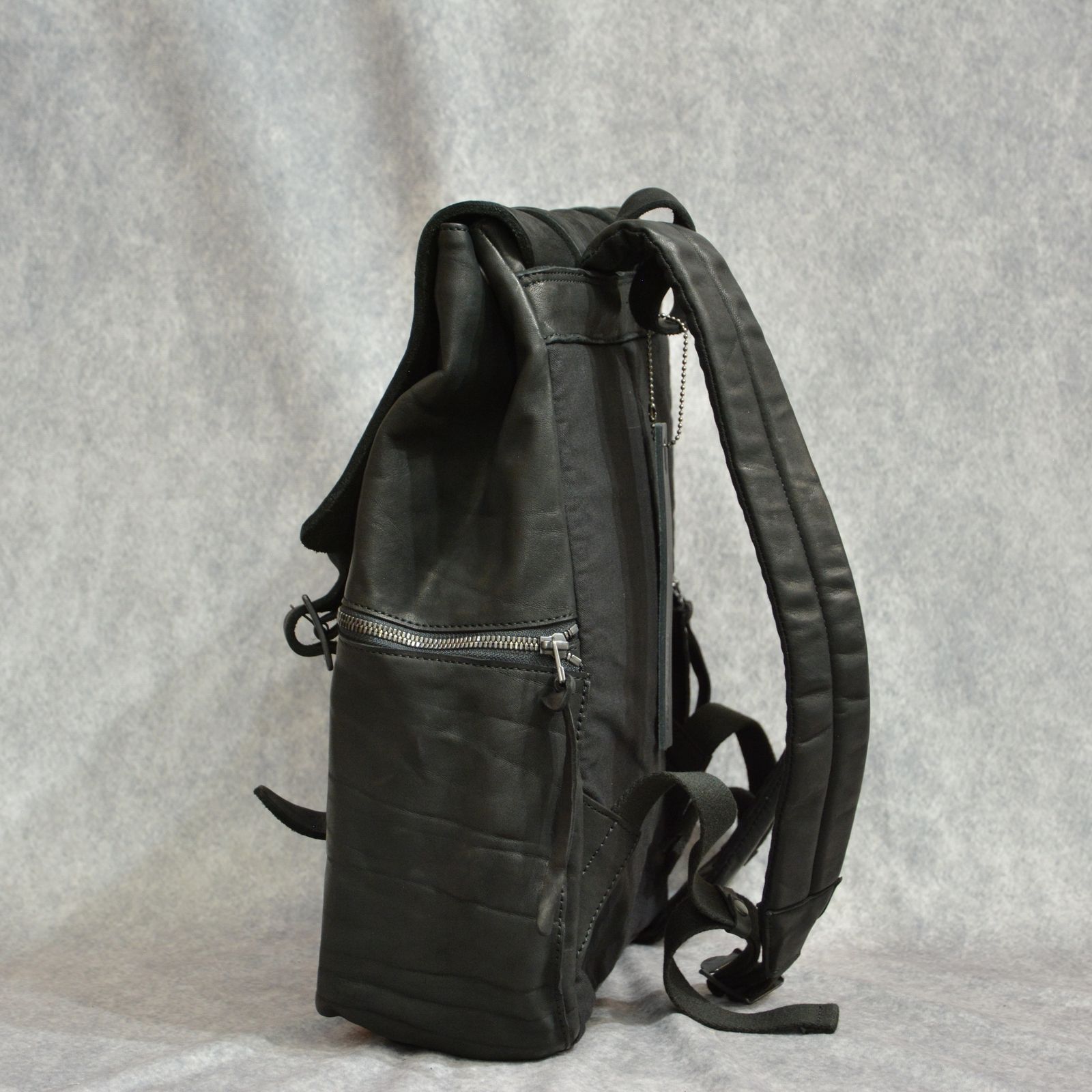 ジャパン ダブルショルダー フルタンニン製品染め ミリタリーバッグ （BLACK） 92-33