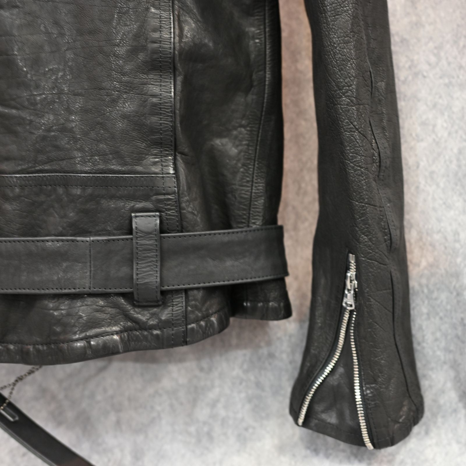 ジャパンカーフ タンニン鞣し 製品洗い ダブルライダース （BLACK） 1927-07