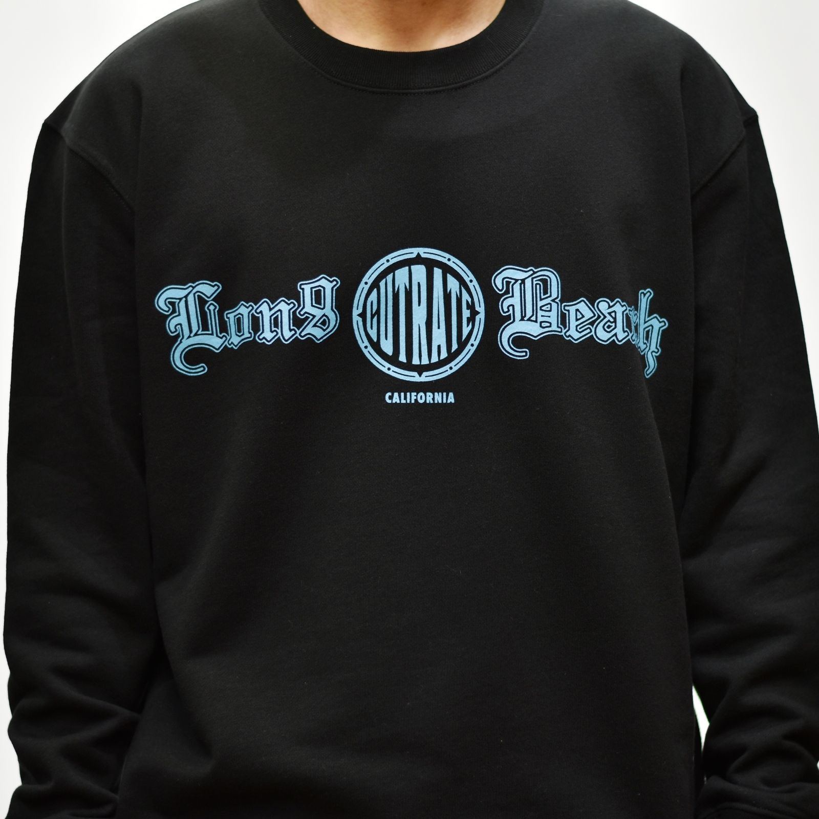 CUTRATE BEACH CITY CA L/S SWEAT SHIRT  (BLACK×BLUE)