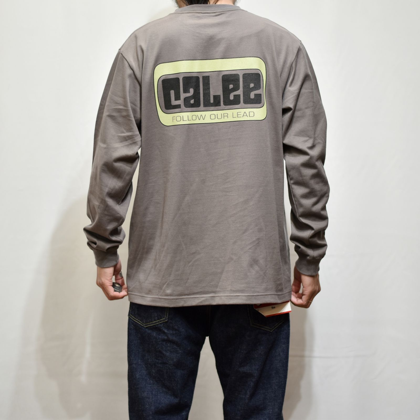CALEE BOX LOGO L/S T‐SHIRT (GRAY)