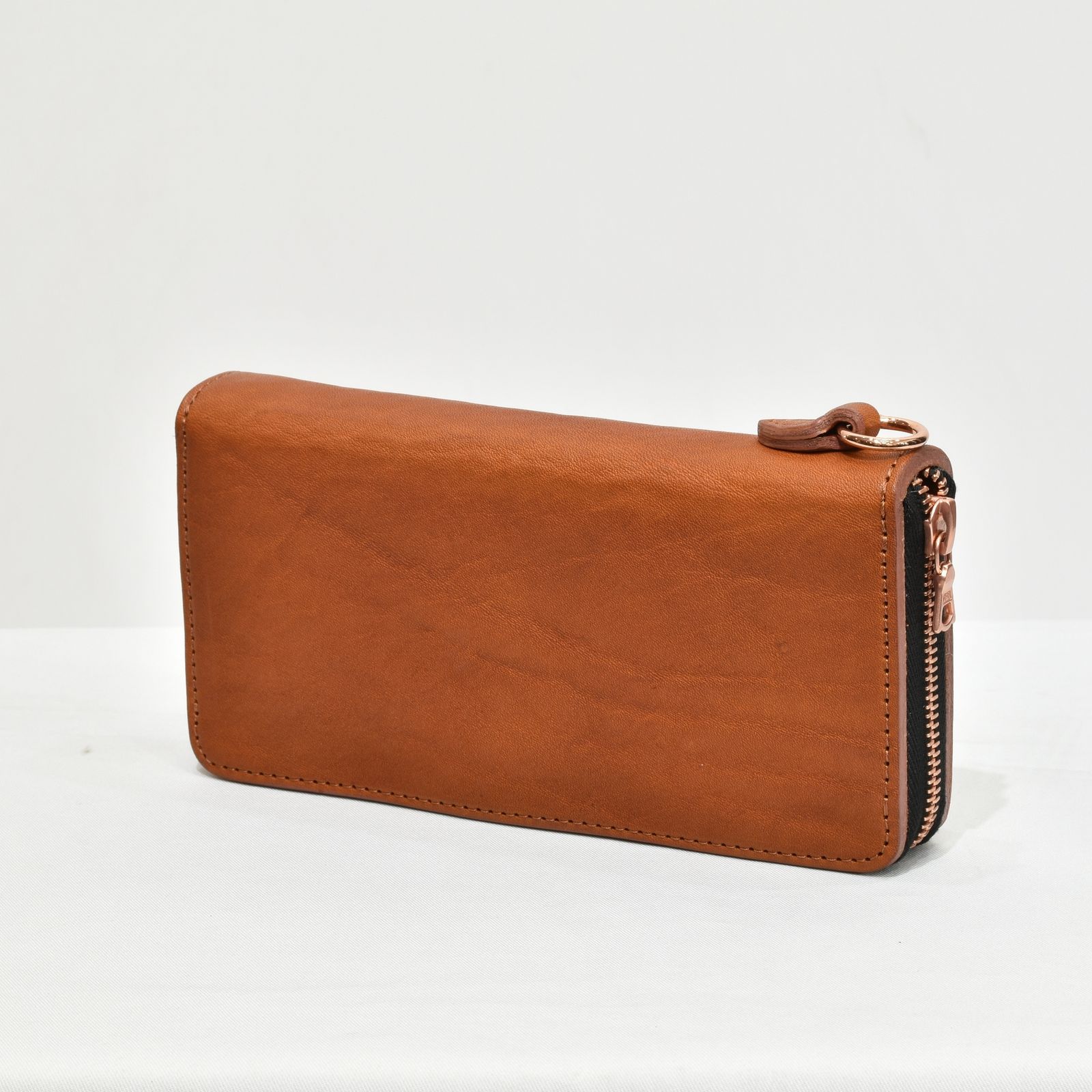 ダブルショルダー製品染め ラウンド財布 （BROWN）