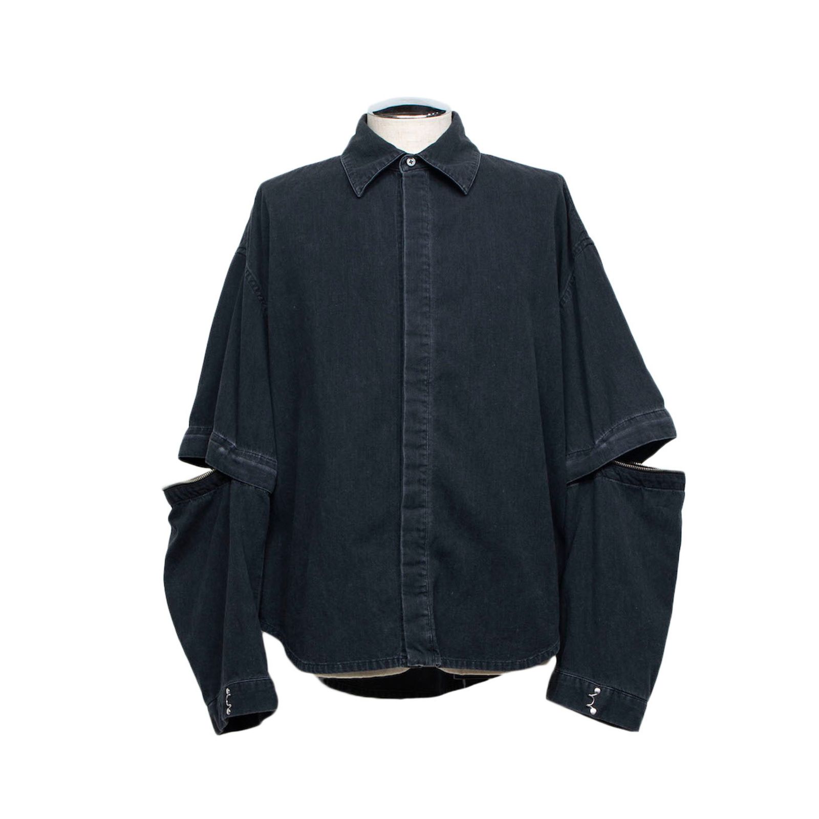 デタッチャブルスリーブホックカフスシャツ (BLACK WASHED)｜LB26SS-SH11-BWD