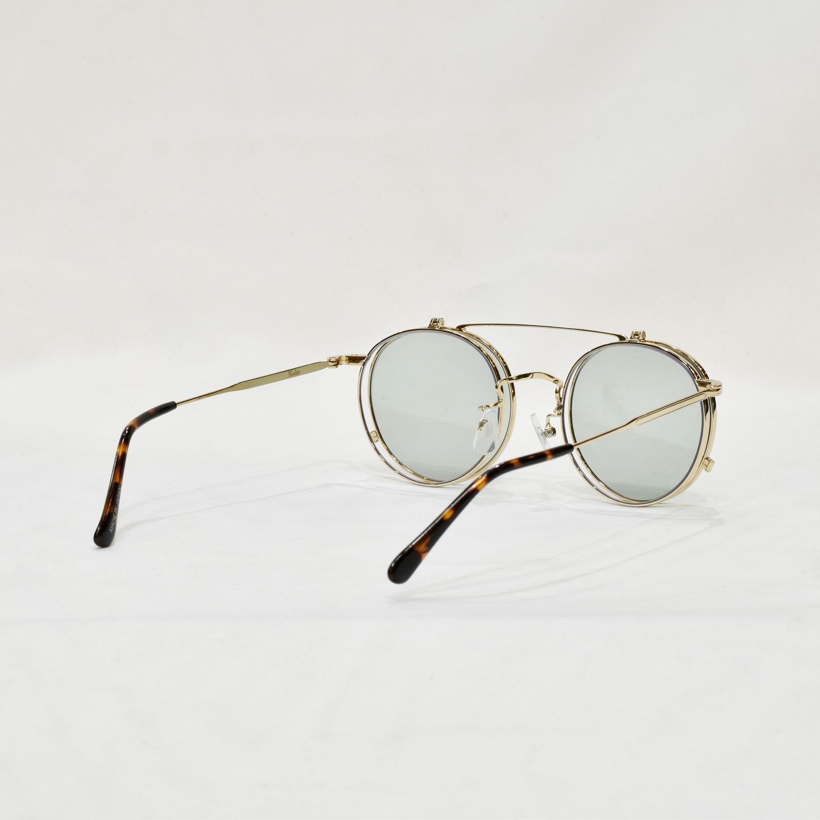 FLIP UP TYPE CIRCLE METAL GLASSES (GOLD.GREEN) / フリップアップタイプ サークルメタル グラシズ
