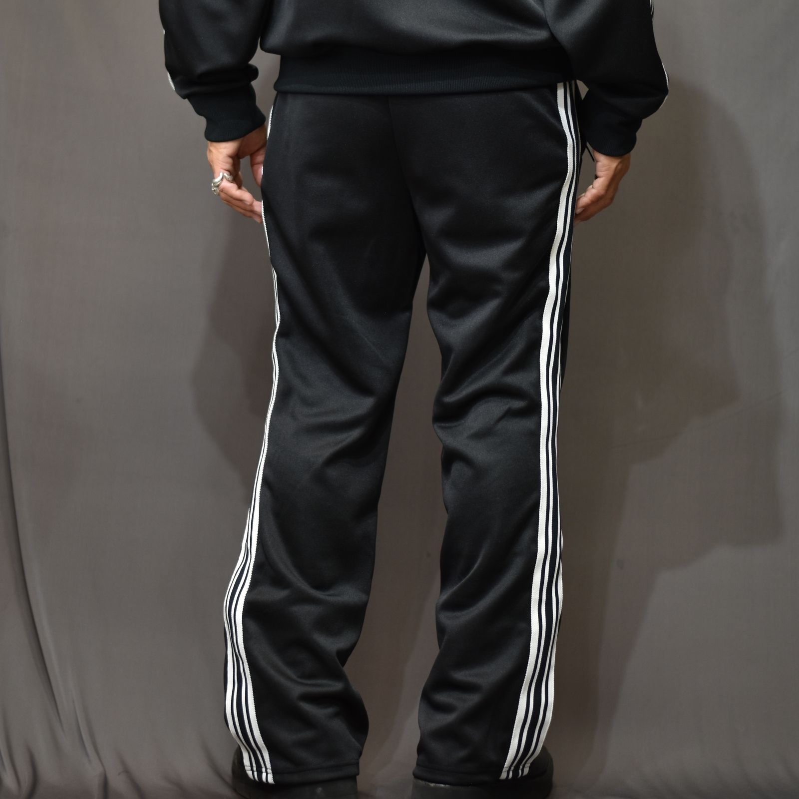 FORSOMEONE - FF TRACK PANTS (BLACK) トラックラインパンツ フレア