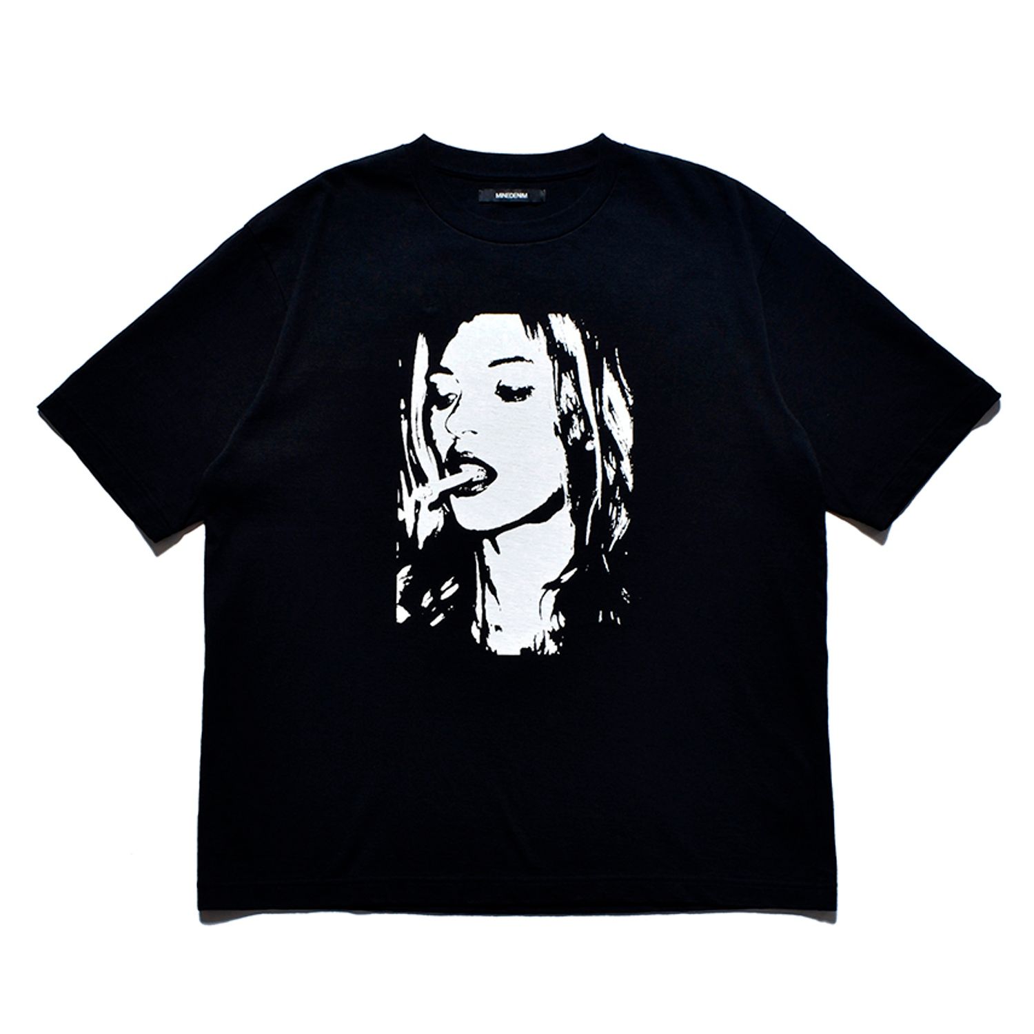 MINEDENIM - Monochrome Two tone Face Crewneck T-SH （BLK