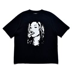 Monochrome Two tone Face Crewneck T-SH （BLK） / プリント Tシャツ （ブラック） 2504-4002