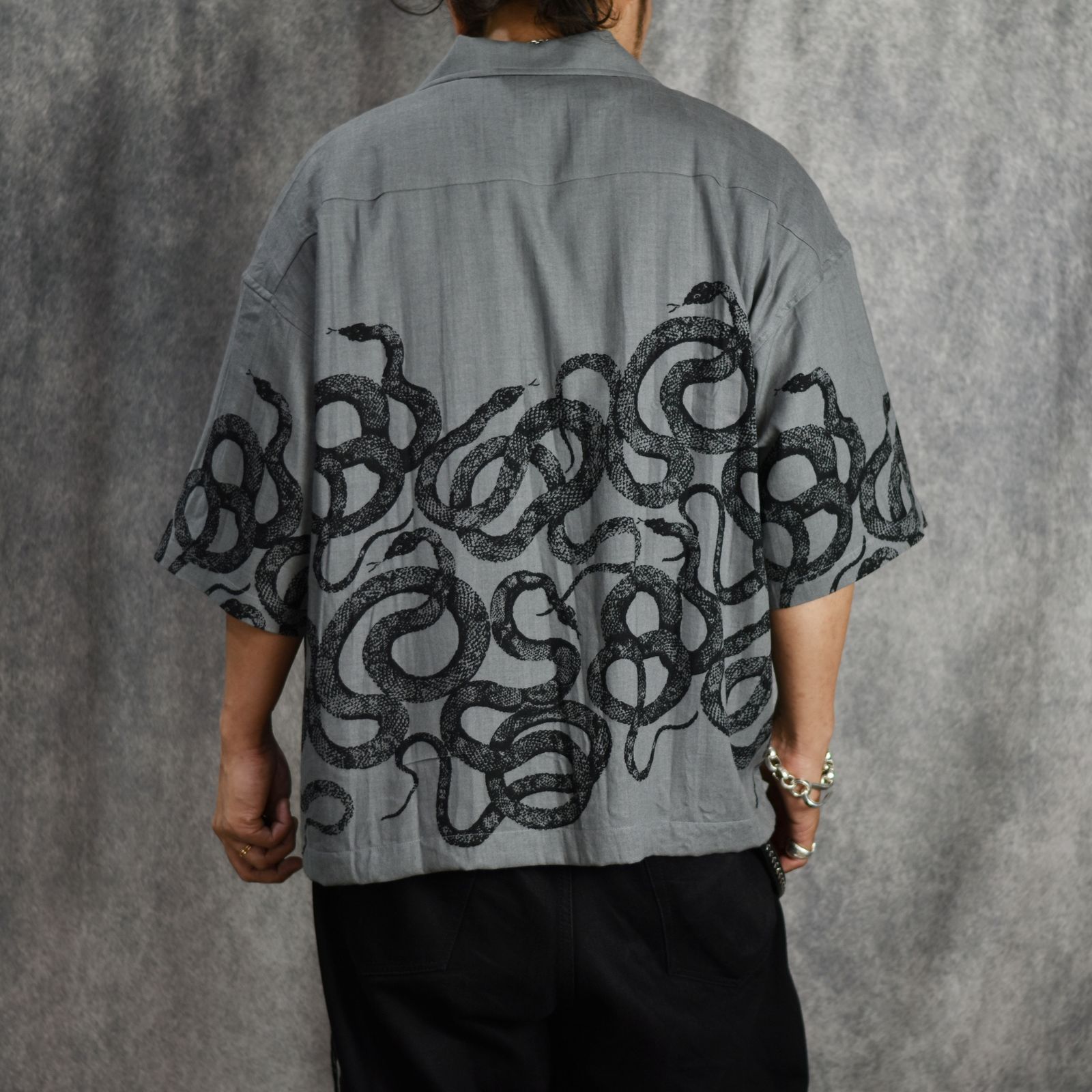 5 SLEEVES DROP SHOULDER SH (GRAY) / 5分袖 ドロップショルダー オープンカラーシャツ