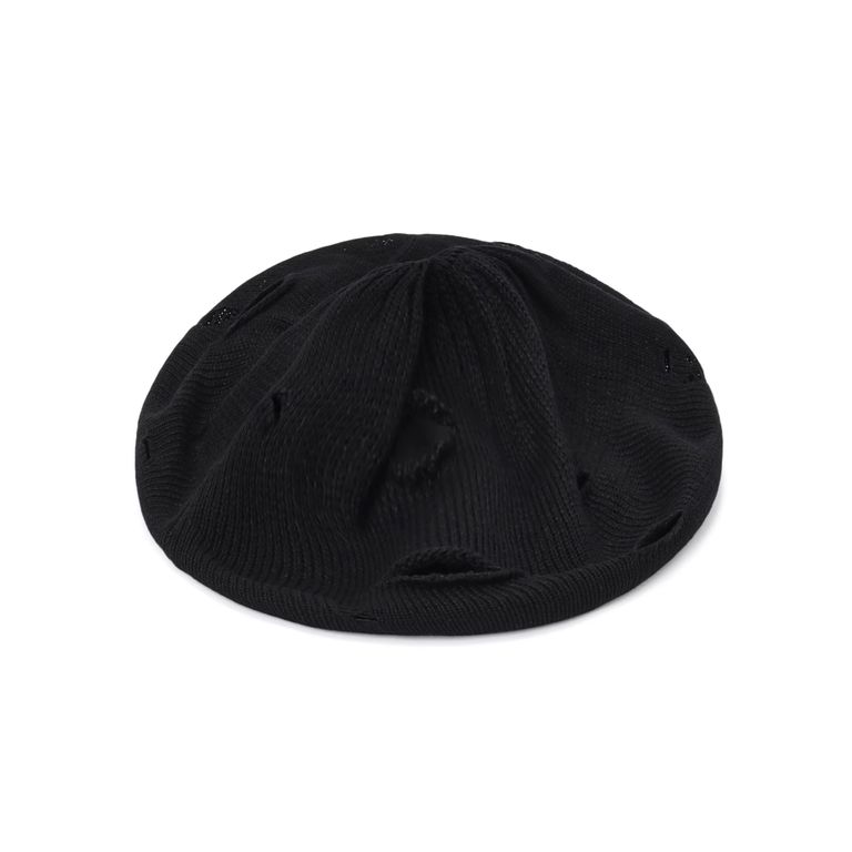 黒 ベレー帽 yohji yamamoto - JERSEY DAMAGED BERET (BLACK) / ニット