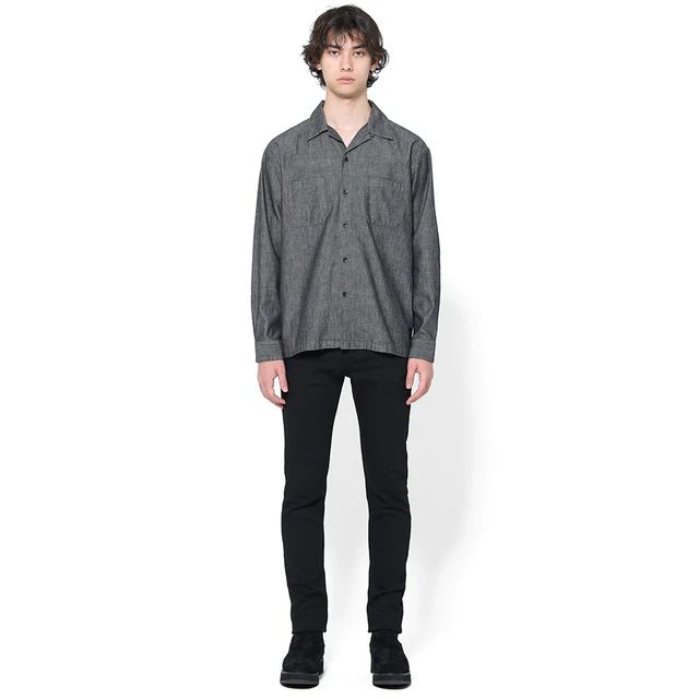 506 Chambray Open Collar L/S SH GRY